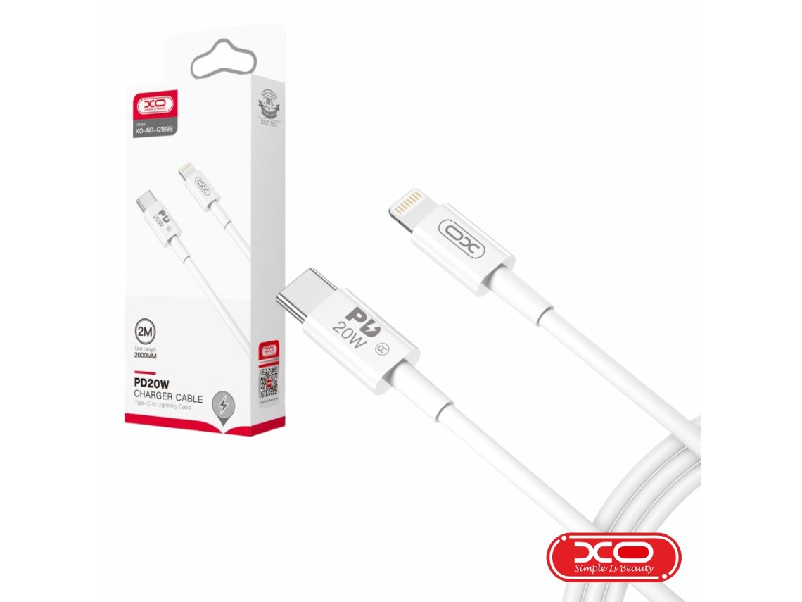 Cable USB C macho a Lightning macho de 2 m, PD, 20 W, Xo