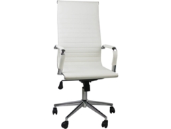 Silla de Oficina THINIA Elegancia Blanco (Brazos Fijos - Cuero PU, Acero, Plástico)