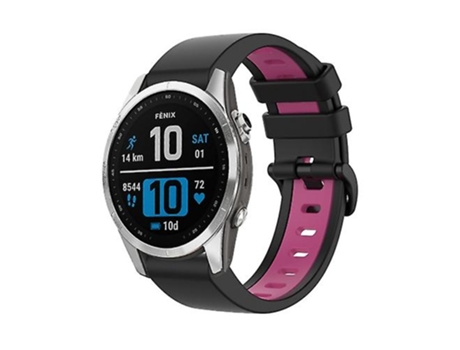 Correa para reloj deportivo Garmin Fenix 7S de silicona de 22 mm, bicolor, negro y rosa VENISYMLIS