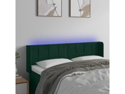 Cabecero | Panel de cama con luces LED, terciopelo, 147 x 16 x 78/88 cm, verde oscuro