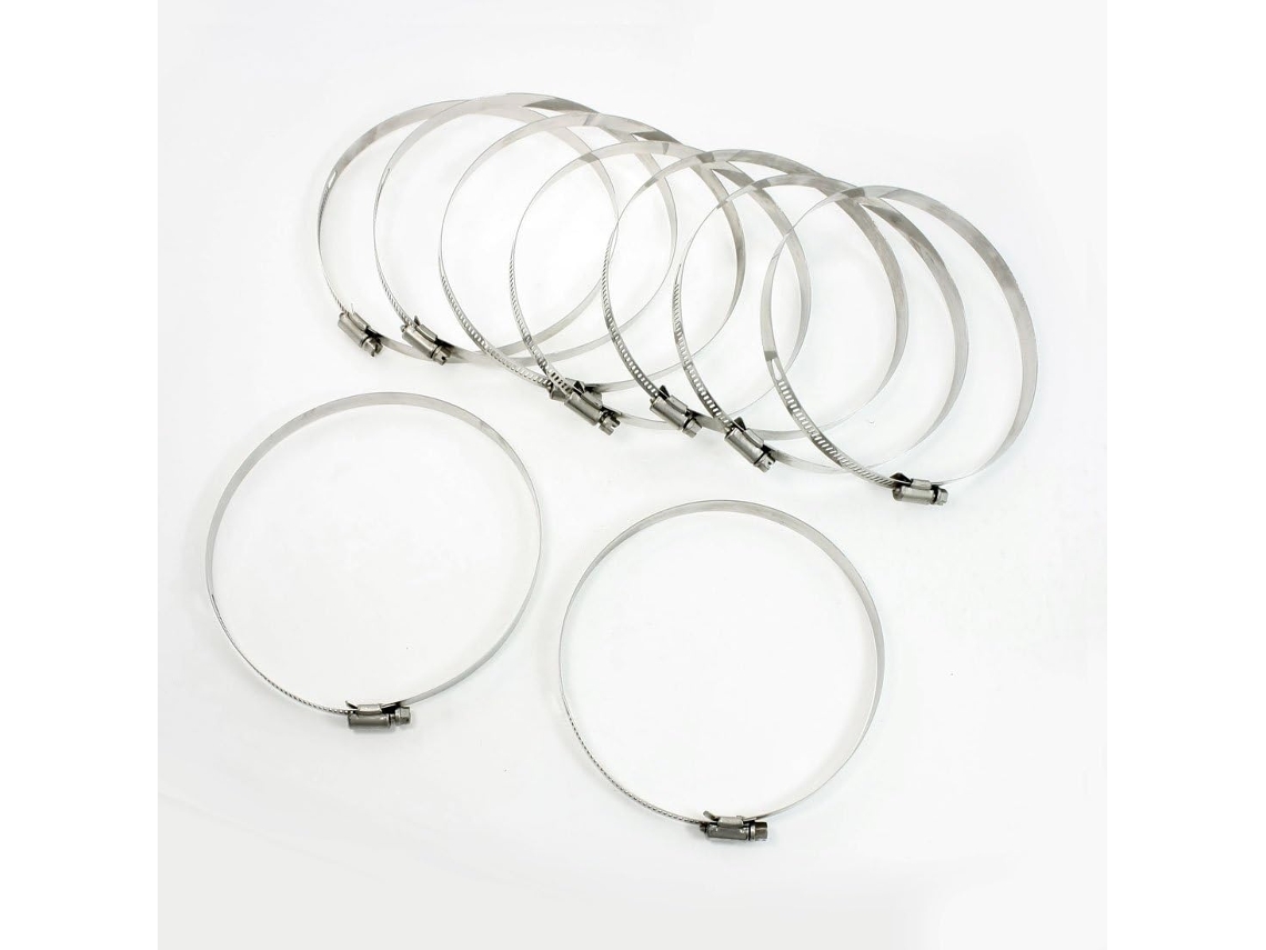 10 Abrazaderas De Manguera Ajustables De Acero Inoxidable Con Rosca Helicoidal De 140 Mm A 160