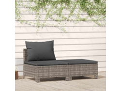 Conjunto de jardín de 2 piezas DKD Home Decor con cojines de mimbre gris