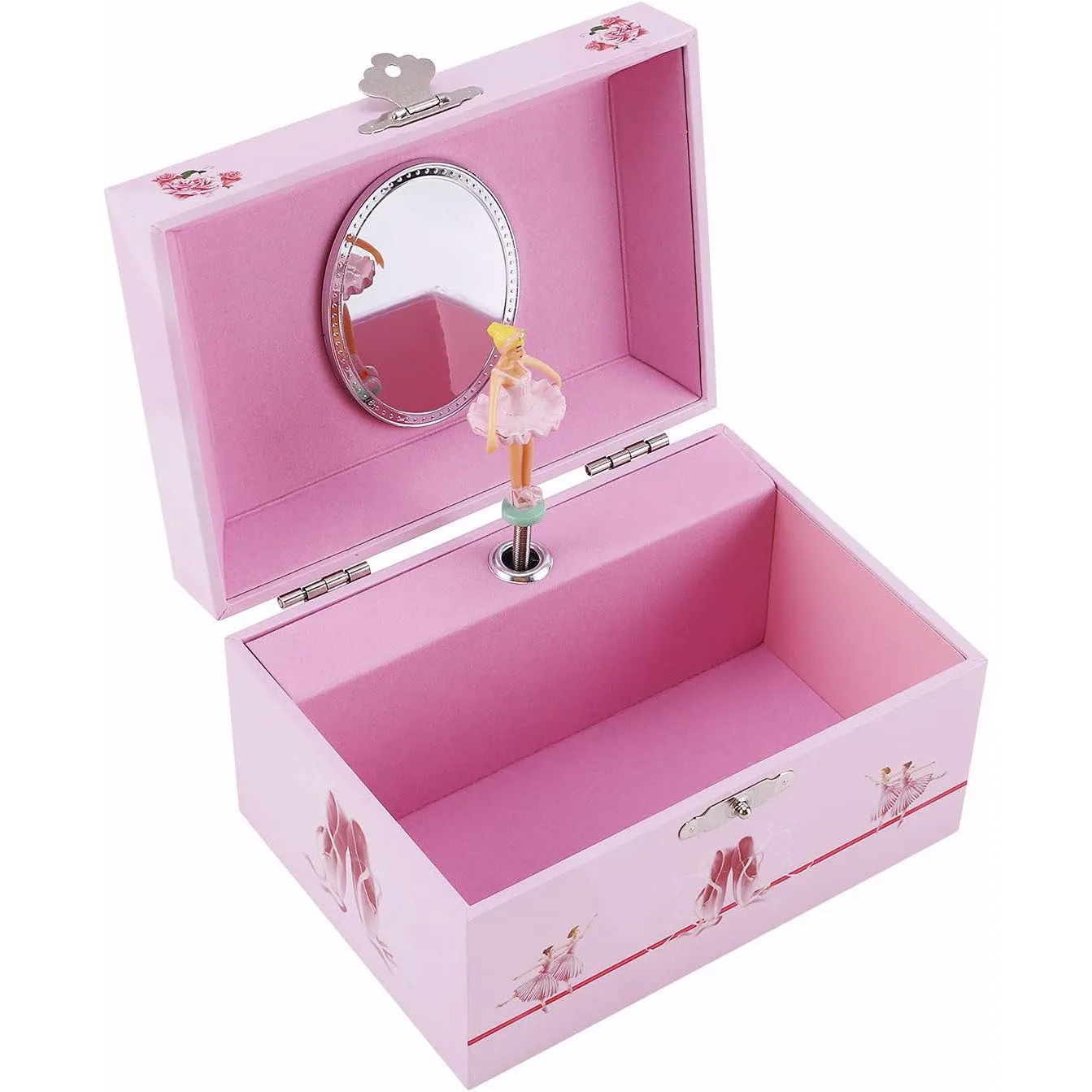 (14,8 × 10,6 × 8,5 Cm) Caja De Música Rosa Estilo Bailarina, Joyero, Caja De Música Retro