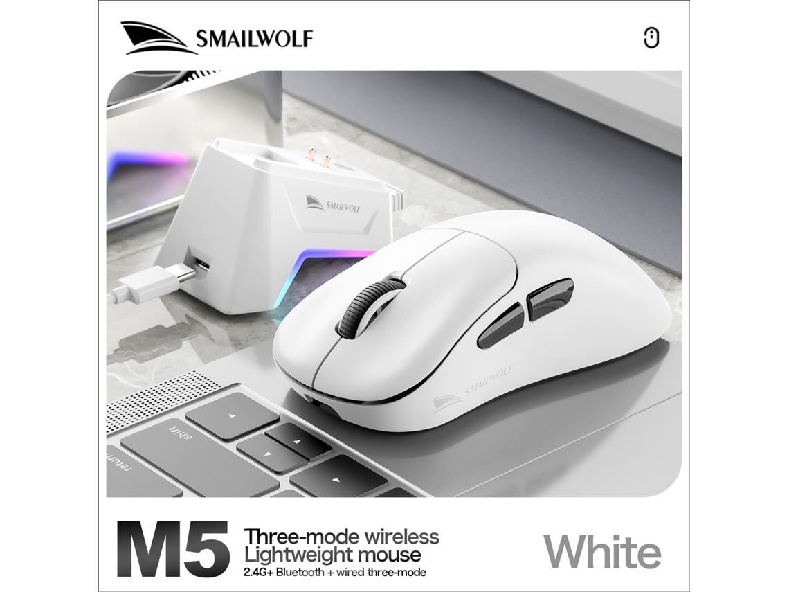 Ratón inalámbrico Bluetooth con carga magnética y RGB MDUG (blanco)