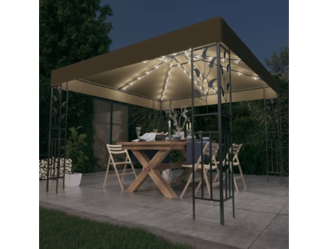 MAISON EXCLUSIVE Carpa cenador de jardín con tira de luz LED 3x3m taupé 180 g/m²