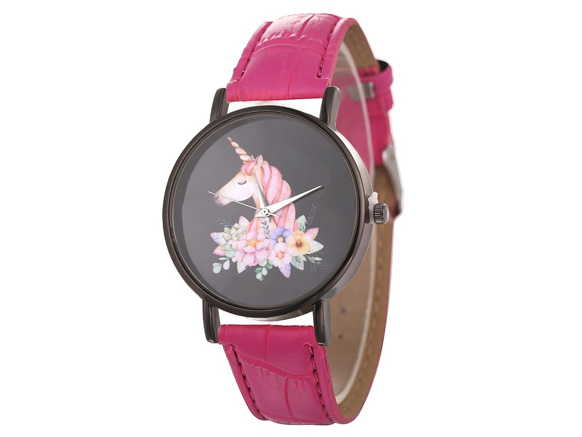 Reloj De Pulsera Analógico De Cuarzo Rosa Y Rojo Con Esfera Redonda, De Aleación, Para Parejas, Estilo Casual De Negocios.