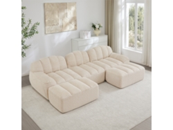 Sofá Modular En U 3 Plazas Con Otomanas Asiento Profundo Beige
