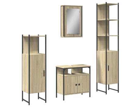 Conjunto 4 de muebles de baño VIDAXL contrachapada roble Sonoma