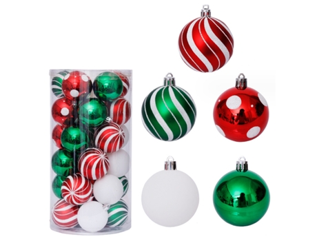 Conjunto de Bolas de Navidad TUSERXLN Juego Bolas Pintadas Formas Irregulares Plástico Blanco - 30un