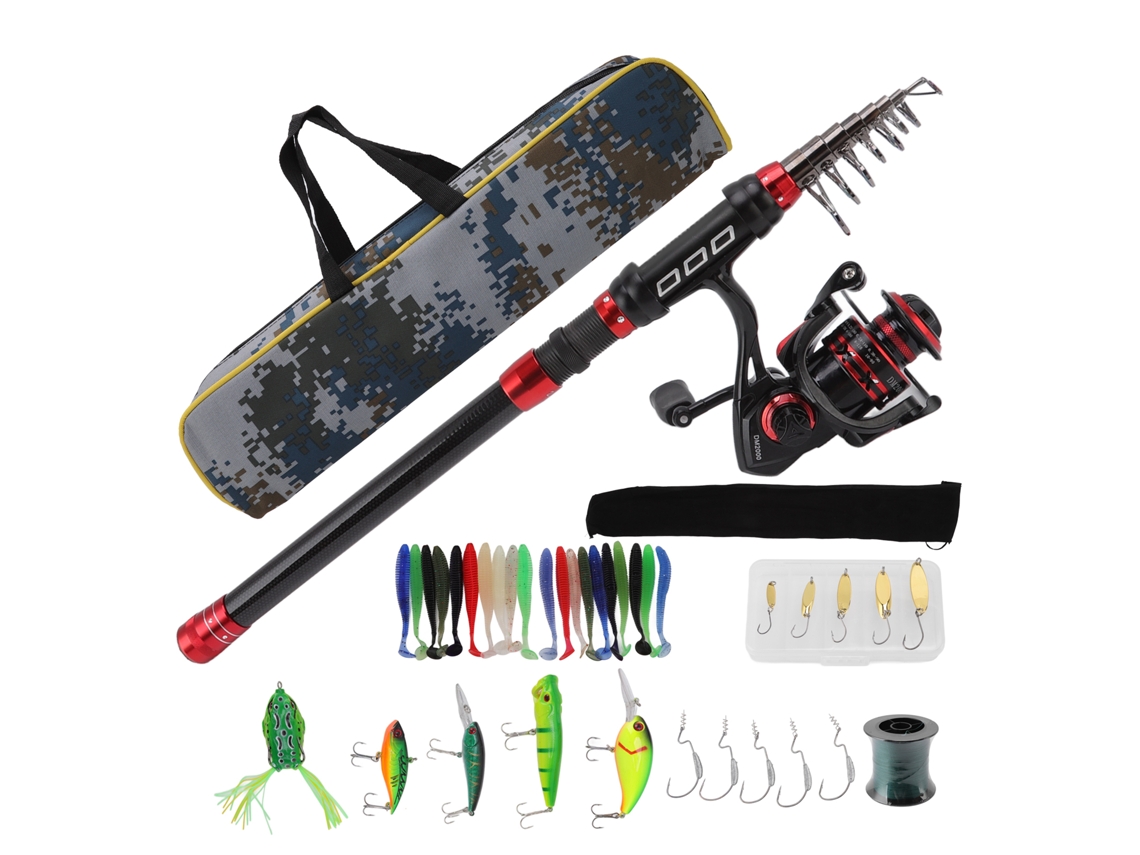 Kit De Caña Y Carrete De Pesca De Fibra De Carbono De 2,7 M Con Bolsa Y Accesorios Para Pesca En Agua Salada Y Dulce.
