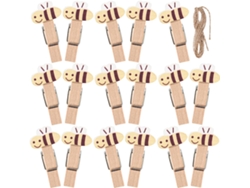 Juego de 100 pinzas decorativas para ropa, madera natural, diseño de abeja, 4 cordones, ideal para scrapbooking, GOKOCO