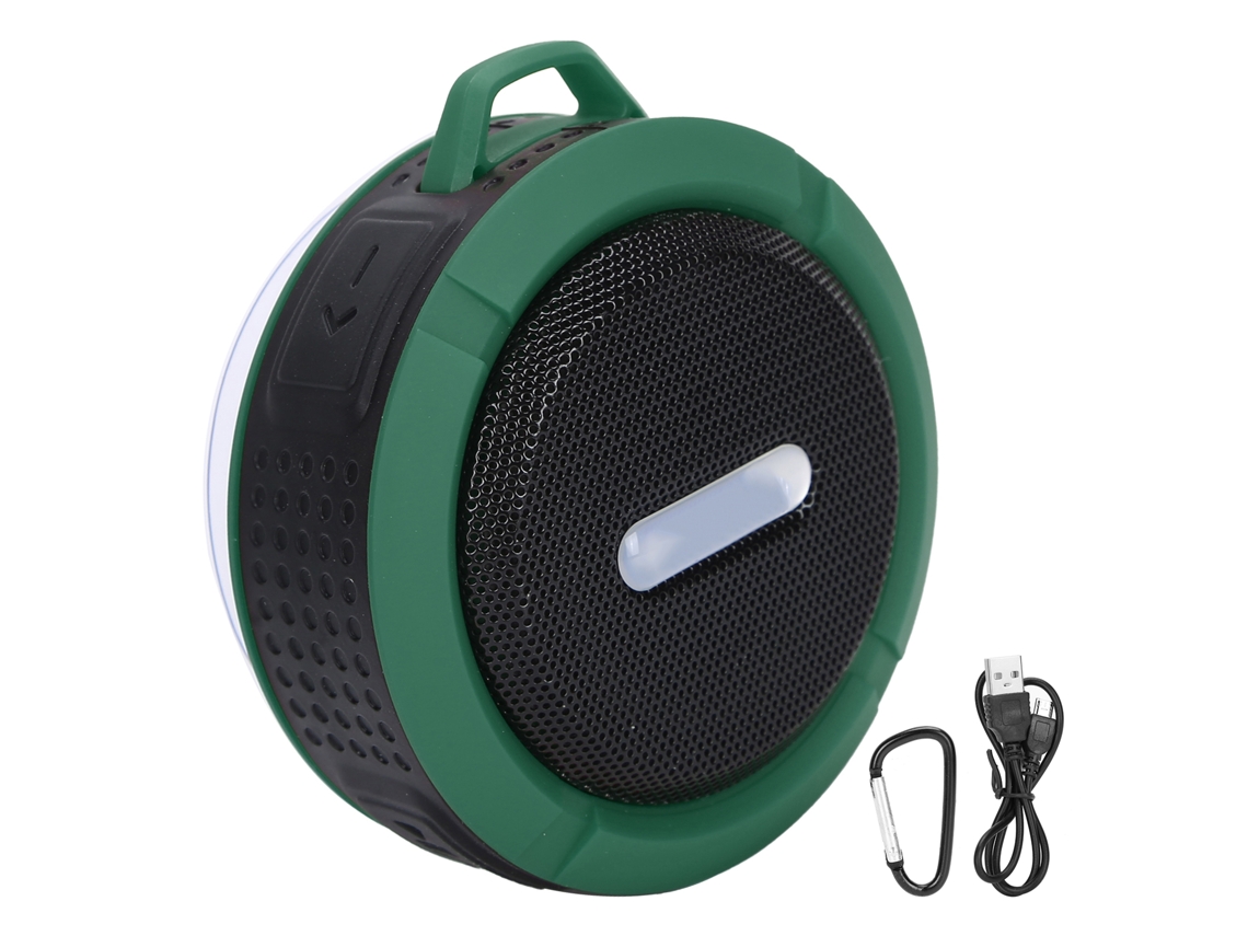 Altavoz Bluetooth C6 Con Ventosa Y Mosquetón, Mini Subwoofer Impermeable Para Deportes Al Aire Libre, Color Verde.