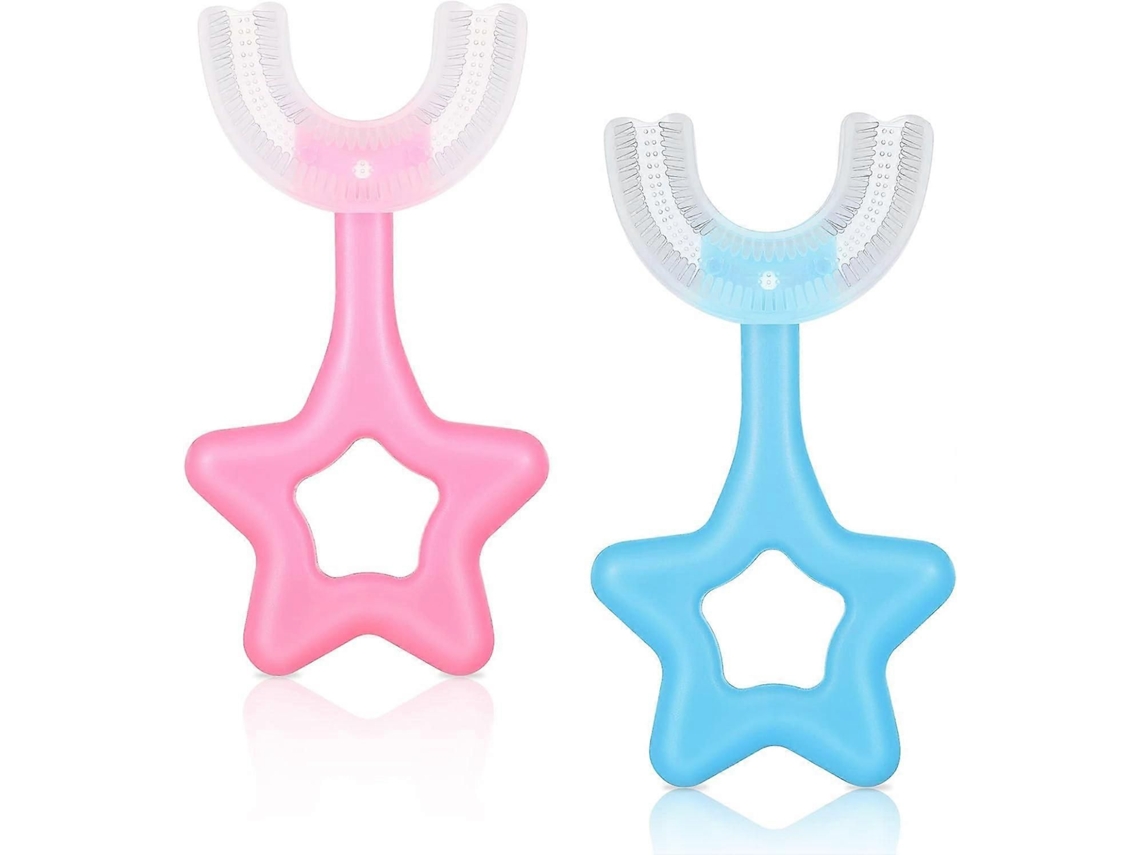 2 cepillos de dientes manuales en forma de U para niños, cepillo de dientes de silicona para toda la boca. GOKOCO