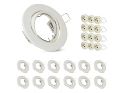 Kit Nettlife 12 focos GU10 blancos con marco empotrado, 230 V, 50 mm, metal, orientable 30°, para LED y halógenos.