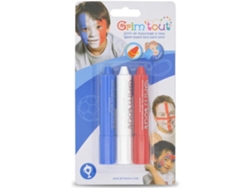 Set genérico de maquillaje facial, 3 barras, azul, blanco y rojo. Fácil de usar.