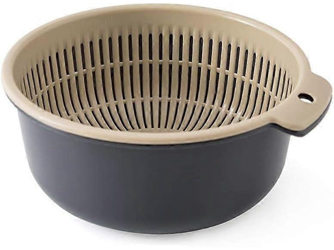 Cesta de drenaje de plástico de doble capa, color sólido, multifuncional, para lavar frutas y verduras.