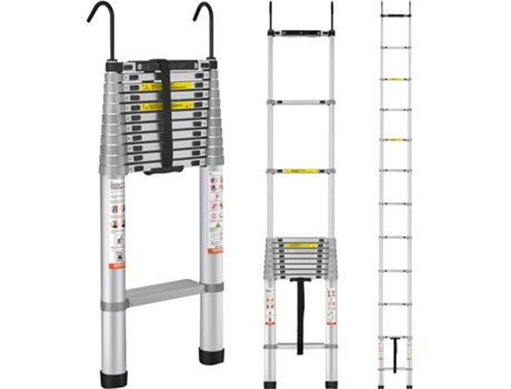 Escalera telescópica de aluminio portátil multifuncional de extensión de 15 pies VEVOR