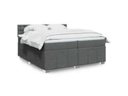 Cama Box Spring Con Colchón Tela Gris Oscuro 200x200 Cm