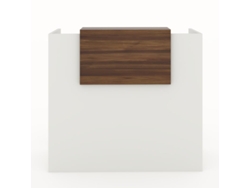 MOSTRADOR de Recepción y Oficina. Fácil Montaje. 1200X105X50cm con Cierres Laterales y embellecedor 69x40cm. Color Nogal. Fabricado en España. OFICIT