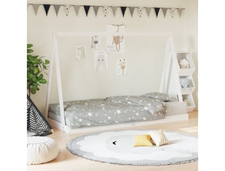 Estructura De Cama Infantil VIDAXL Blanco Madera (90x200 cm)