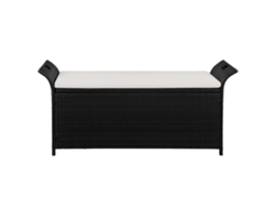 Lovely Home Banco de Ordenación con Cojín 138 Cm Mimbre Pe Negro