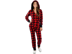 Pijama Entero Mujer Navidad Con Capucha De Franela Suave Moda Invierno Ropa Nocturna L Rojo