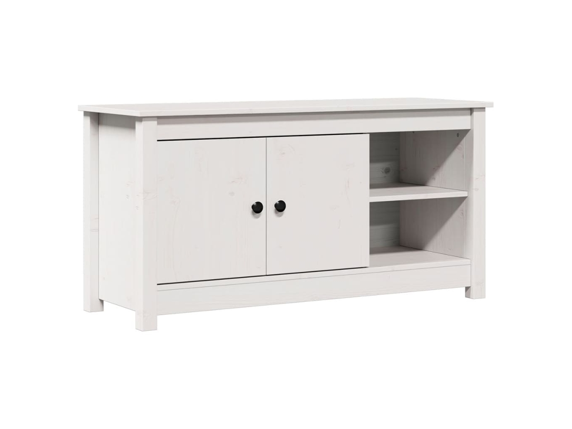 Mueble de TV blanco MAISON EXCLUSIVE en madera maciza de pino (103x36,5x52 cm)