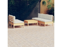 Conjunto de jardín de 6 piezas con cojines de pino crema DKD Home Decor