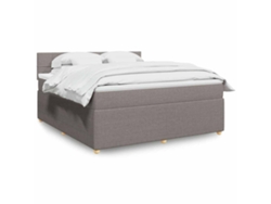 Cama Box Spring Con Colchón Tela Gris Taupe 180x200 Cm