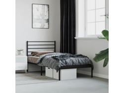 Estructura Cama Sin Colchón Con Cabecero Metal Negro 75x190 Cm