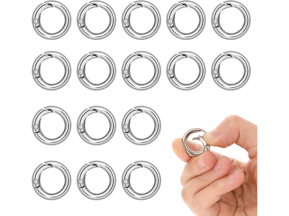 16 Ganchos Redondos Plegables Plata 20mm, Para Llavero/manualidades