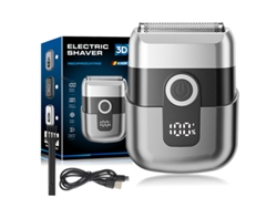 Mini afeitadora eléctrica recíproca compatible, motor de 8000 RPM, pantalla digital, carga USB-C (Power Bank/PC/coche), ideal para viajar.
