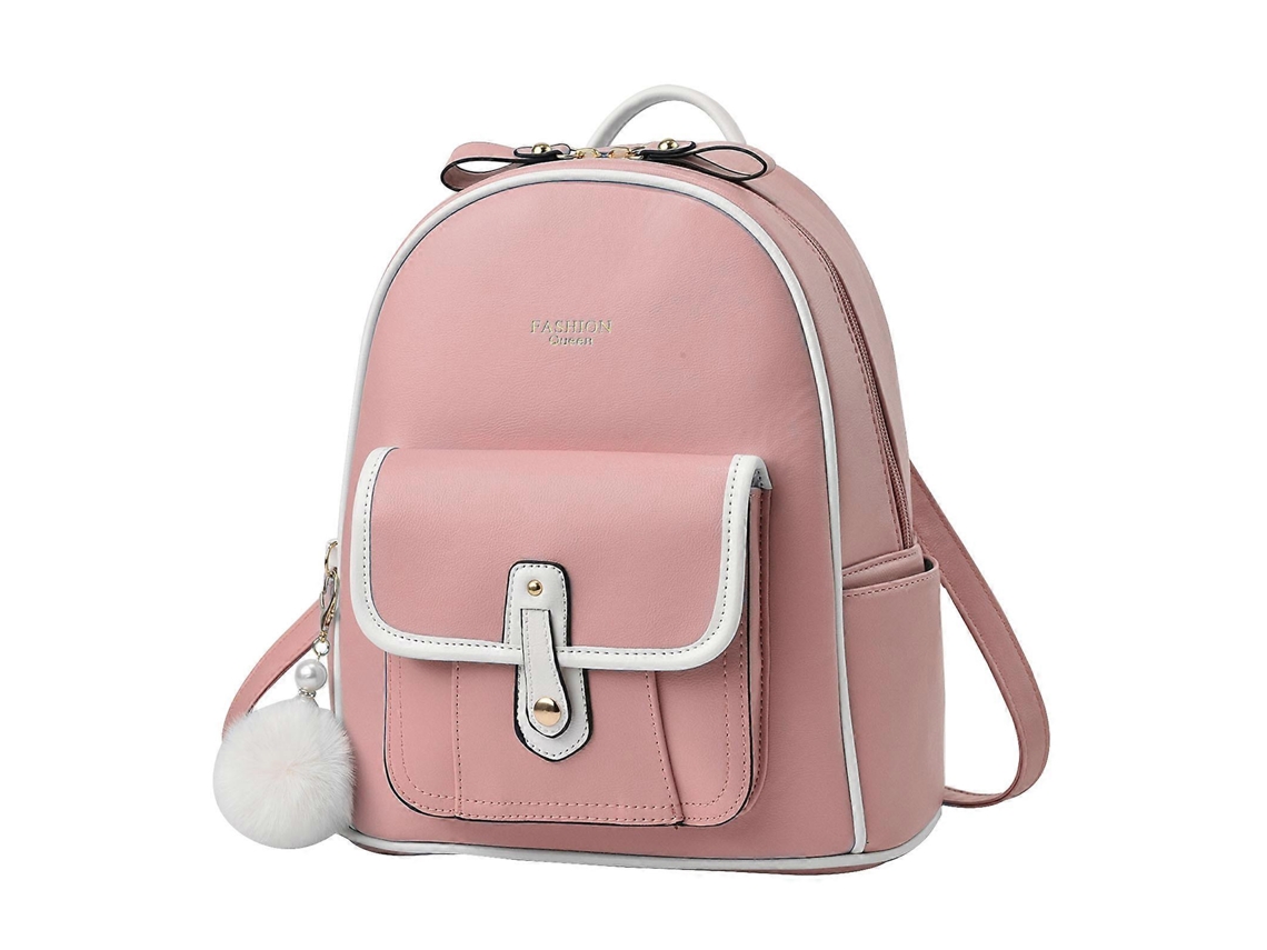 Mochila escolar moderna de piel sintética, antirrobo, para mujeres, adolescentes y niñas, ideal para viajes y uso diario. Color rosa.