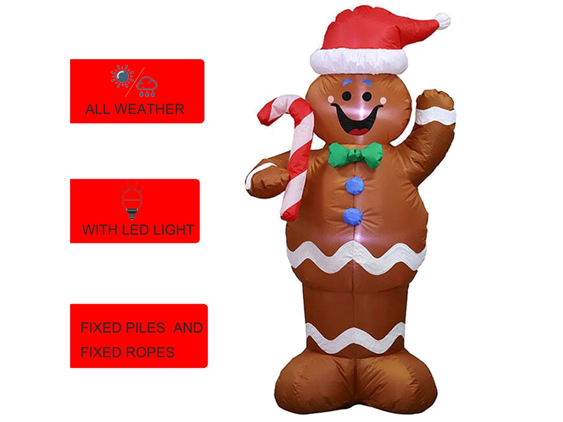Hombre De Jengibre Inflable De 1,5 M Con Luces Led Para Decoración Navideña Y De Año Nuevo, Para Uso En Interiores Y Exteriores.