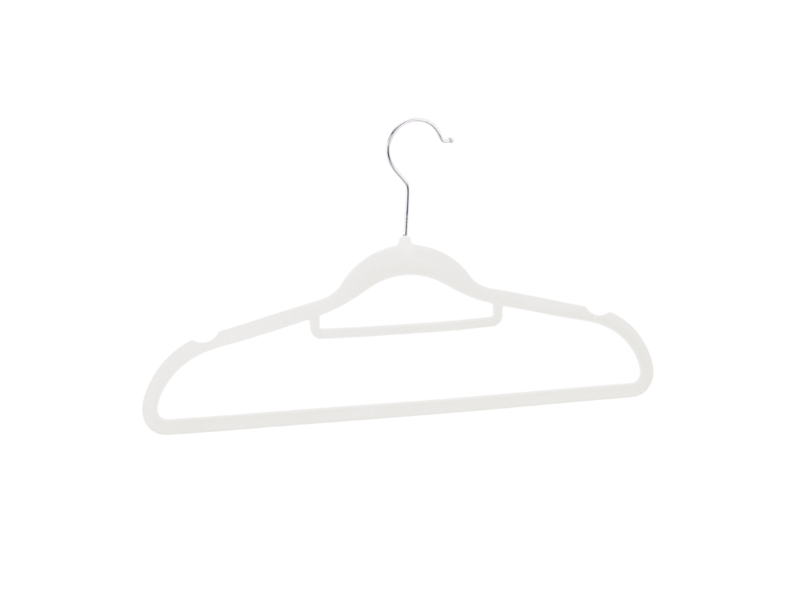 Relaxdays Pack 30 Perchas Ropa Antideslizantes Con Corbatero, Metal-terciopelo, Blanco, 22 X 41,5 X 0,3 Cm