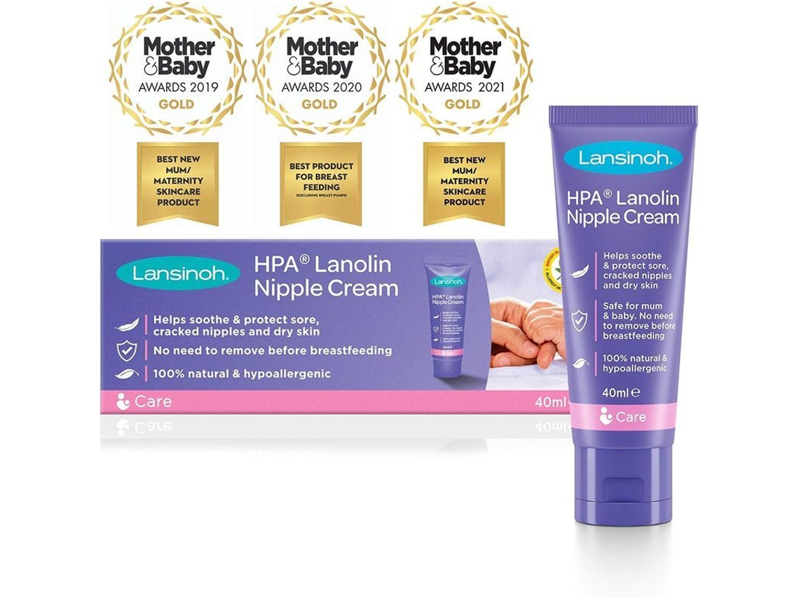 Crema Para Pezones Con Lanolina Hpa, 40 Ml - Alivia El Dolor De Forma Natural, 100 % Insípida E Inodora.