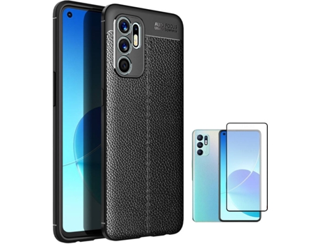 Funda + Protector de Pantalla Oppo Reno6 5G Rugged Leather Negro