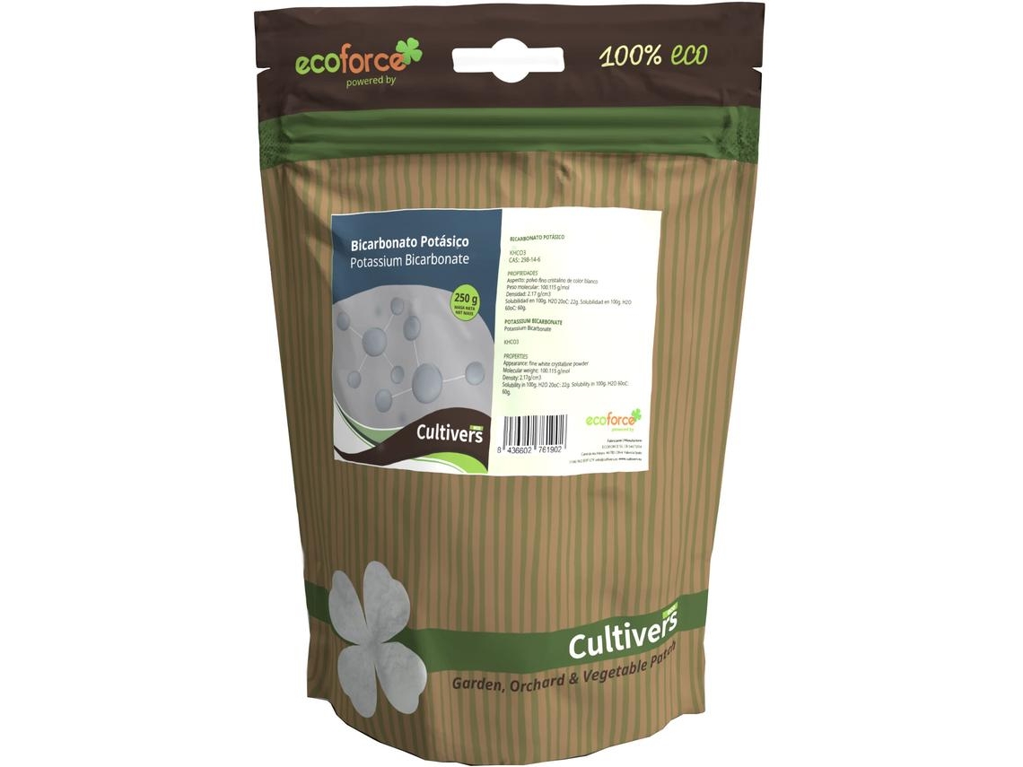 CULTIVERS Bicarbonato de Potasio de 250 g Corrector de carencias de Potasio. Potenciador de las defensas naturales de las plantas
