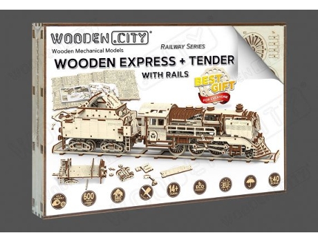 Puzzle WOODEN.CITY Wooden Express + Tender Puzle 3D 580 pieza(s) Vehículos