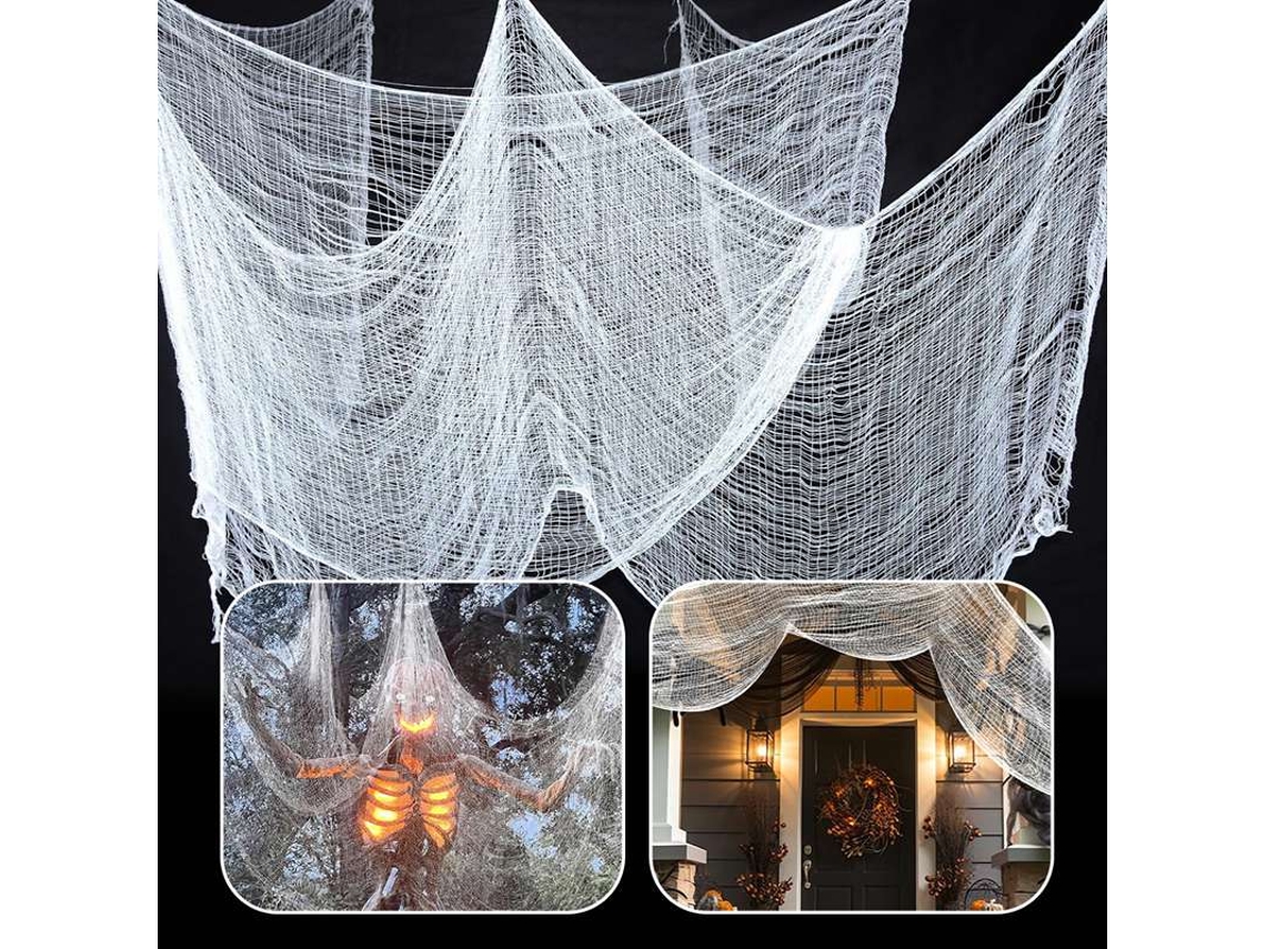 Tela de gasa blanca aterradora de 76 x 200 cm, decoración gótica de Halloween para puertas y casas encantadas, Viewleaf
