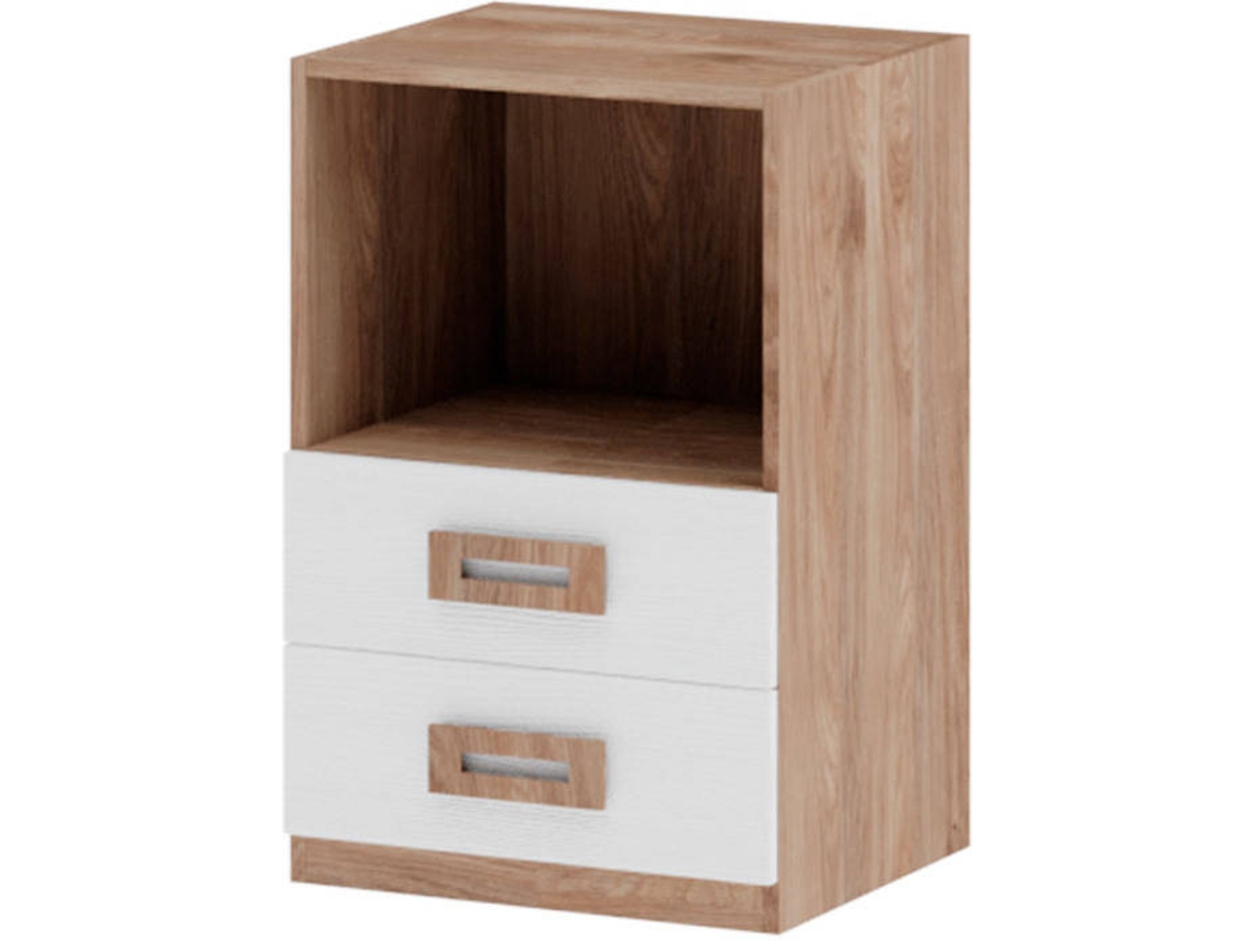 Mesita de Noche MUEBLAM Roble Nieve Melamina (48x73x42 cm)
