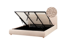 Cama Con almacenaje Beliani Blagnac De Bouclé Beige 200x228x98