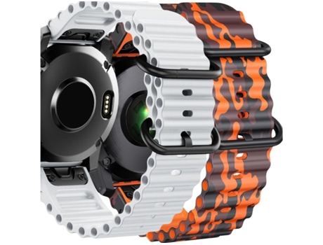 Correa Ocean Waves para Garmin Quatix 7 Po Blanca y Naranja Militar Pack 2X VEANXIN