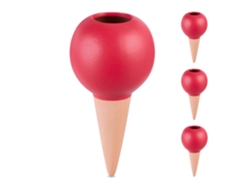 Relaxdays Picos De Riego, Pack De 4, Globos Autorriego, Botellas De 1,5 L, Regar Plantas En Vacaciones, Terracota/rojo