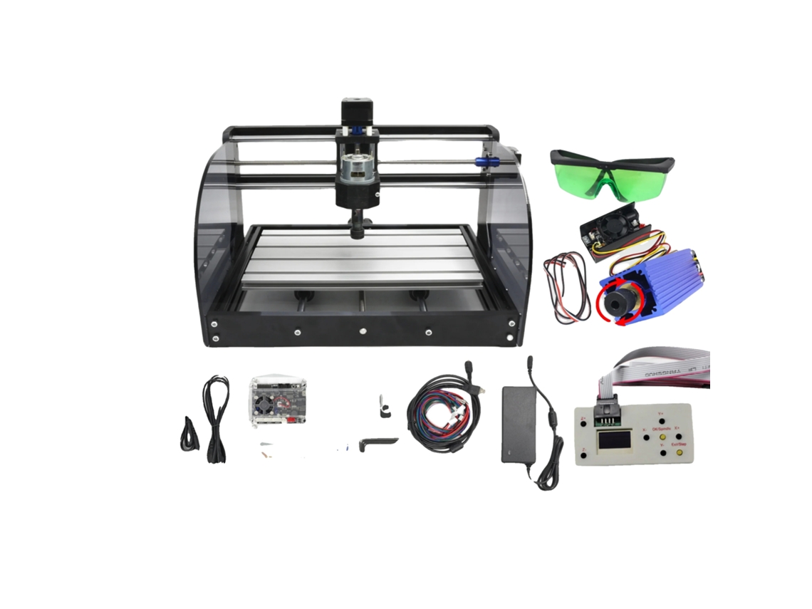 Fresadora CNC de 3 ejes, grabado láser y fresadora, con función offline y láser de 7 W.