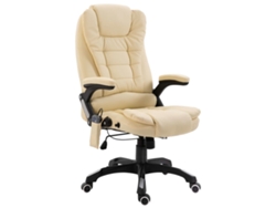 Silla de Oficina con Función de Masaje Altura Ajustable Piel Artificial Crema M65470