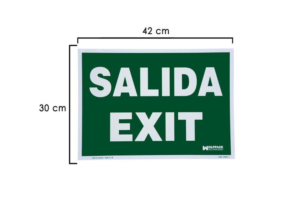 Cartel / señal fluorescente salida exit 30x42 cm.