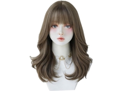 Peluca De Cosplay Universitaria De 45 Cm Con Ondas Grandes, De Fibra Sintética, Imitación De Cabello.