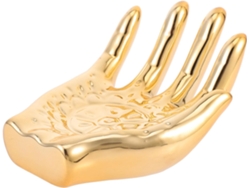 Bandeja De Cerámica Para Joyas Con Forma De Mano Dorada, Ideal Para Organizar Anillos Y Collares. Diseño Elegante.