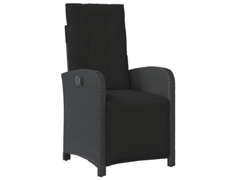 Sillón reclinable de jardín VIDAXL con reposapiés ratán PE negro